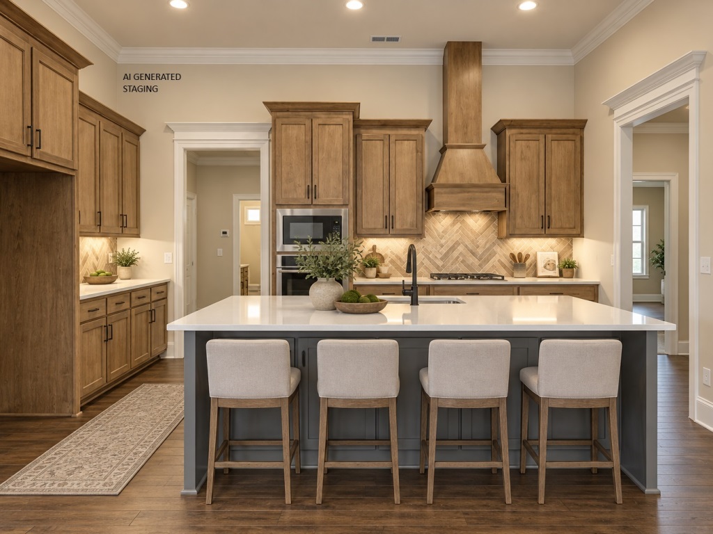 Kitchen Island Storage Staged